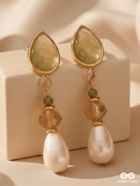 The Misty Leaf- Golden Embellished Earrings