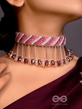 Plaksha- The Tulip Garden- Pearls and Glass Beads Embroidered Choker Necklace