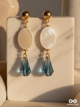 The Midnight Sea- Golden Shell & Beads Earrings