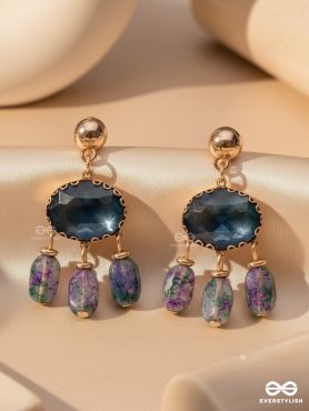 The Bonnie Blue- Golden Embellished Drop Earrings