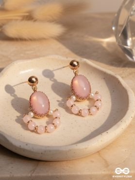 The Bubblegum Pink- Golden Embellished Earrings