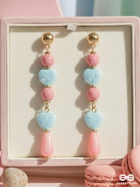 Tug at Heartstrings- Golden Embellished Earrings