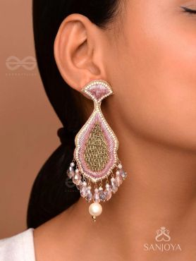 Teevara- The Coral Fish- Pearls & Glass Beads Embroidered Earrings