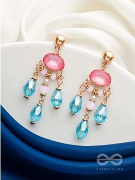 PINK CHAMPAGNE RAINS - GOLDEN EMBELLISHED EARRINGS