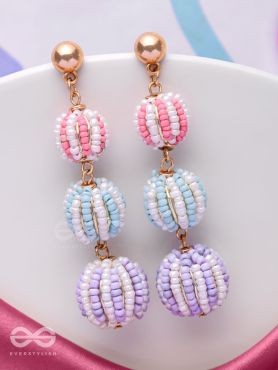 COTTON CANDY CHARMS -  CUTE BEADED EARRINGS (PURPLE, BLUE & PINK)