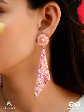 Dviguna - The Sleek Splendor - Cutdana, Resham And Sequins Hand Embroidered Earrings