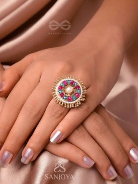 UPARATI - REFLECTION OF CALMNESS - BEADS AND PEARLS EMBROIDERED RING (MULTICOLOR)