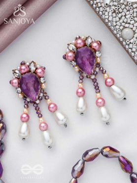 UTTARAVAIRI - THE DUSKY ELEGANCE - STONES, PEARLS AND BEADS EMBROIDERED EARRINGS