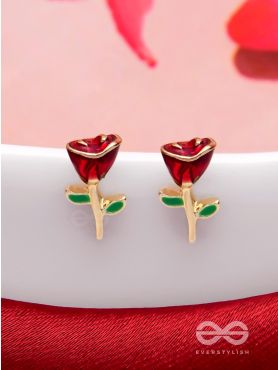 ROSY POSY SPARKLERS - GOLDEN STUD EARRINGS 