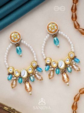 MARICHIKA - THE MIRAGE SPARKLERS - GOLDEN EMBELLISHED POLKI AND KUNDAN STATEMENT EARRINGS