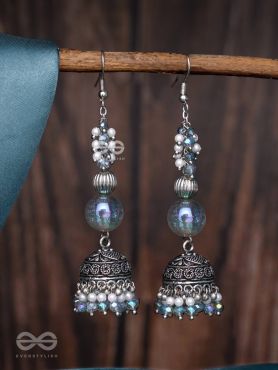 Dreamy Skies - Oxidised Beaded Earrings