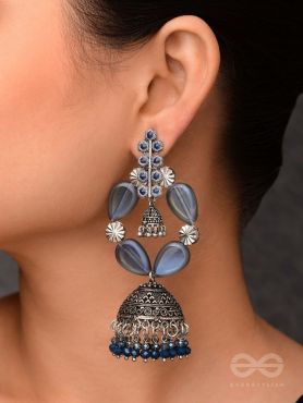 Mystical Skylight - Statement Oxidised Jhumka Earrings