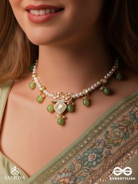 Anupta - Meadow Melody - Golden Embellished Polki And Kundan Finished Hand Embroidered Neckpiece