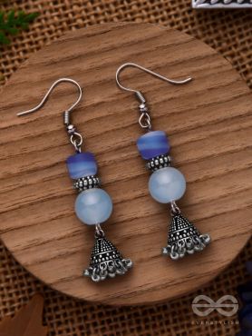 A CELESTIAL WAVE - EMBELLISHED OXIDISED JHUMKA EARRINGS