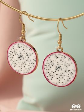 THE DRAGONFRUIT DELICACY - GOLDEN EMBELISHED EARRINGS