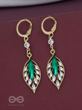 Lush Leaflets - Golden Embellished Earrings