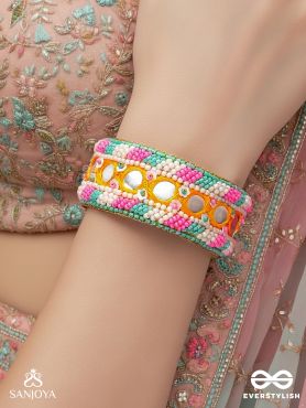 Madana- The Spring Poetry- Mirror, Resham And Beads Hand Embroidered Bangle
