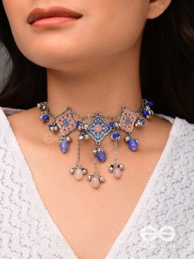 The Indigo Blush - Enamelled Oxidised Neckpiece