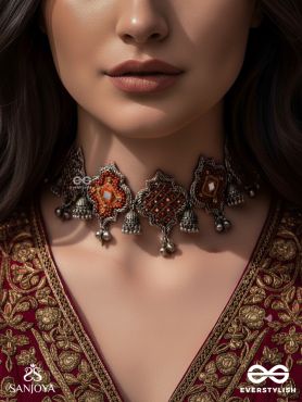 Sulohit - The Sangria Serenade - Beads And Dabka Hand Embroidered Choker Neckpiece