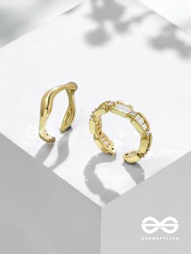 Midas Treasures - Golden Cubic Zirconia Rings (Set Of 2 Adjustable)