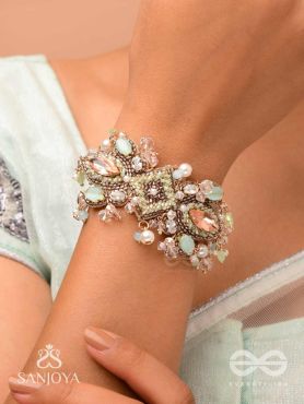 Maṇisutram-String of Gems-Regal Bracelet featuring pastel Stones & Beads.