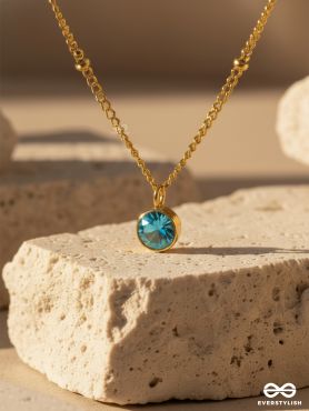 TEAL AURA – STAINLESS STEEL ANTI-TARNISH ELEGANT BLUE PENDANT NECKLACE