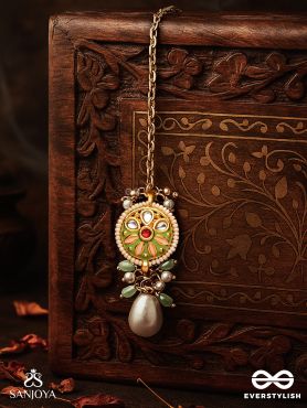 TANVIKA - DELICATE BEAUTY- DELICATE ENAMELLED MAANGTIKA WITH PEARLS AND BEADS