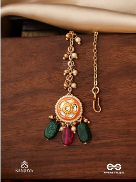 RANGKUSUMA - BLOOM OF COLORS- VIBRANT KUNDAN MAANGTIKA WITH BEADS, PEARLS AND ENAMELLING