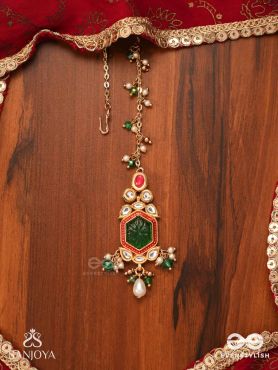 HARARASA - ESSENCE OF GREEN- KUNDAN MAANGTIKA WITH PEARLS, BEADS AND GEMSTONE