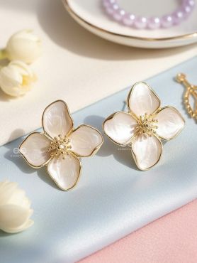 IVORY FLARE- GENTLE OFF-WHITE BLOOM STUDS