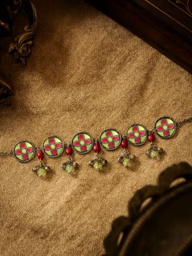 FOLK BLOOM - OXIDISED FLORAL ENAMELEED CHOKER