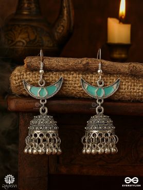 NEEL CHAAND-  ENAMELLED OXIDISED CRESCENT EARRING