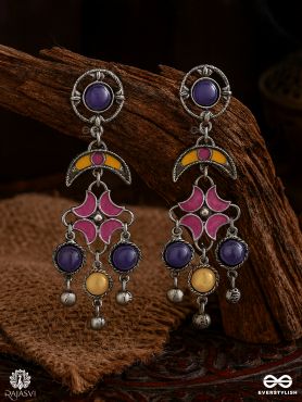 COSMIC BLOOM - MULTICOLOURED OXIDISED EARRINGS WITH FLORAL DROPS
