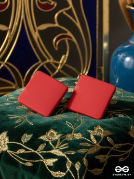 RUBY CUBE – SOLID RED STUD EARRINGS