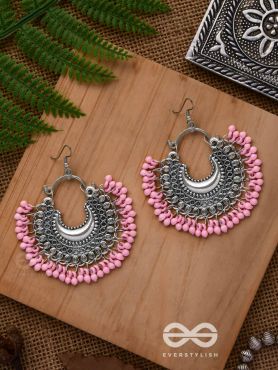 The Motif Moon Chandbali Earrings (Watermelon Pink) - The Boho Basics