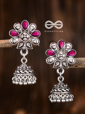 The Enamelled Floral Artwork (Ruby Red) - The Embellished Oxidised Collection