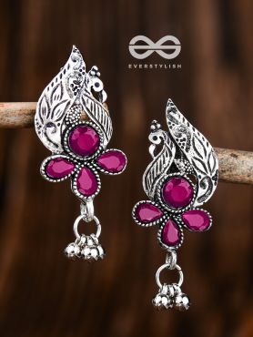 The Boho Peacocks (Ruby Red) - The Embellished Oxidised Collection
