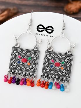 The Embellished Trunk - Oxidised Boho Earrings - Multicolour