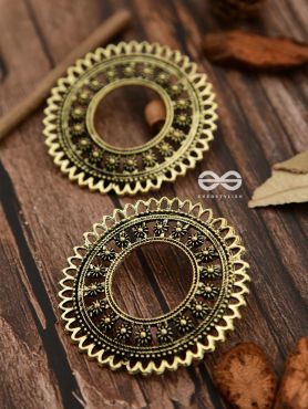 The Floral Sun - Golden - Oxidised Boho Earrings