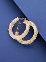 The Party Poppers Illuminating Statement Hoops- White