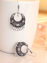 Antique Silverette Hoop Earrings 