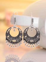 Antique Silverette Hoop Earrings 