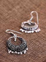 Antique Silverette Hoop Earrings 