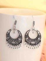 Antique Silverette Hoop Earrings 