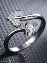 Shimmering Heart Adjustable CZ Ring
