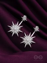The Snow Crystal- Silver Drop CZ Ear-Jackets