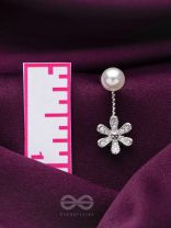 The Arctic Bloom- Silver  Drop CZ Ear-Jackets