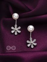 The Arctic Bloom- Silver  Drop CZ Ear-Jackets