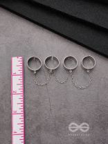 The Chain of Smiles- Set of Four Silver Chain Rings