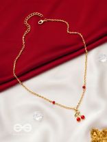  Cherry on the Cake- Golden Embellished Necklace